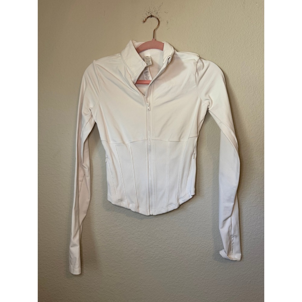 ALO Yoga White Zip-Up Fitted Jacket